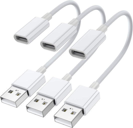 USB C Female to USB Male Adapter (3-Pack),Type C to USB A Charger Cable Adapter,Compatible with iPhone 11 12 Pro Max,iPad 2018,Samsung Galaxy Note 10 S20 Plus S20+ 20+ Ultra,Google Pixel 4 3 XL(White)