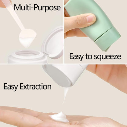 WADY 5 Pack Leak Proof Travel Bottles for Toiletries Set, Refillable TSA Approved Size Containers with Clear Bag for Shampoo, Conditioner, Lotion, Portable and Convenient (Green)