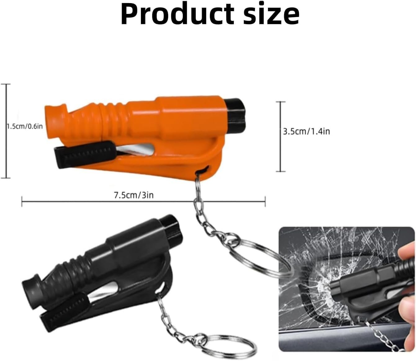 2 Pcs Three-in-One Car Escape Rescue Tool Keychain Glass Breaker Seatbelt Cutter Mini Hammer Emergency Rescue Glass Breaker Car Safety Tool Window Broken Seat Belt Cutter（red/Black）