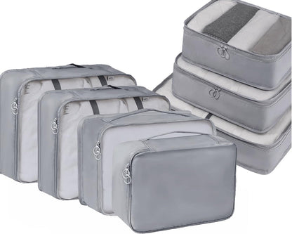 Packing Cubes, 7 Set Travel Packing Bags, Suitcase Organisers for Clothes, Travel Cubes Storage Bag Luggage Accessories (Grey, Packing Cubes + Underware Bag)