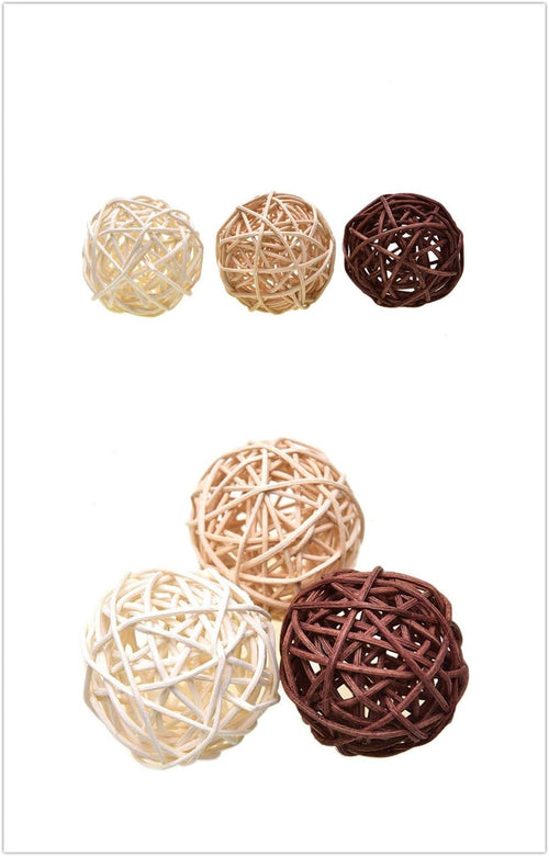 Pemalin Natural Decorative Wicker Rattan Balls- Vase Filler, House Ornament, Christmas Tree Garden Wedding Party Coffee Table Decoration,Craft DIY, Parrot, Bird Toys Balls.