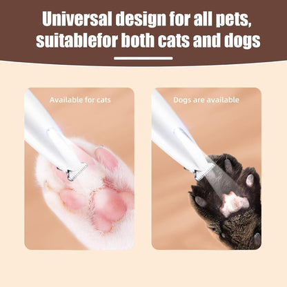 Saffory Electric Dog Trimmer,2025 Upgrades Dog Paw Trimmer with LED Light,18 mm Widen Blade, 35 dB Low Noise,Rechargeable Pet Electric Hair Clipper for Dogs and Cats