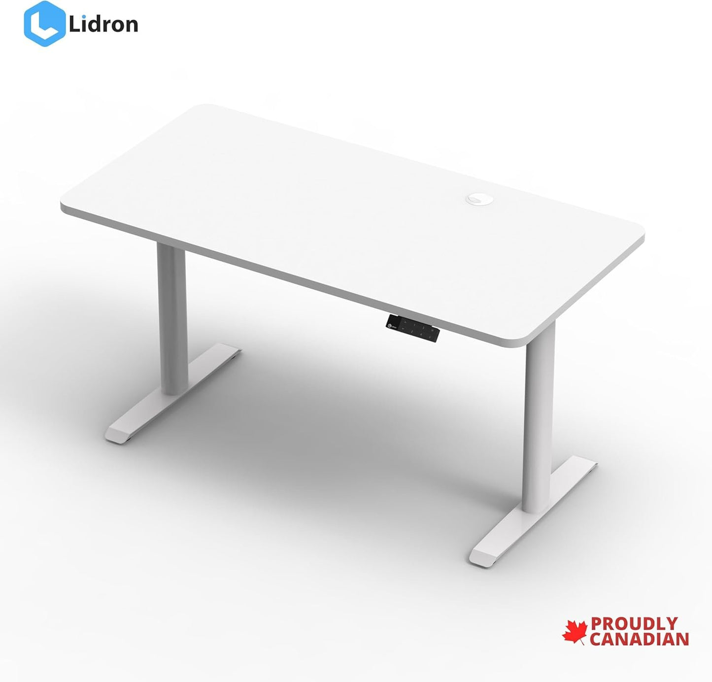 Lidron AKI Electric Standing Desk – Frost | Smart Controller, Sleek & Ergonomic | 1-Piece Double Side Laminated Tabletop, Made in Canada | 56 x 28 in (White Frame/White Tabletop)