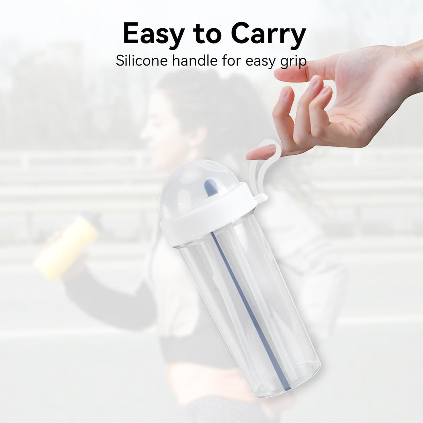 600ml Dual Use Water Bottle, Portable Split Drinking Cup with Straw Two Sided Cup with Divider Daily Water Intake Bottle Double Espresso Cups for Home Outdoor Camping Sport