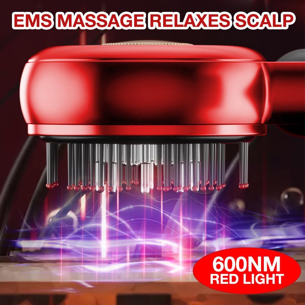 XPJBKC Electric Head Massager, 2-in-1 Scalp Massage Brush with Hair Oil Applicator and 660 nm Red Light, Electronic Scalp Massager with 3 Modes for Massage, Scalp Care