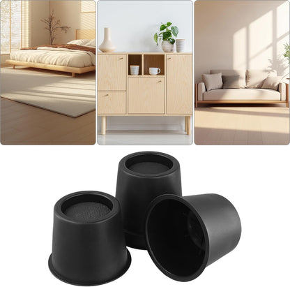 QWORK® 4 Pcs 4" Round Bed Risers Heavy Duty Round Furniture Risers Up to 2200lbs for Sofa Bed Desk Chair Refrigerator