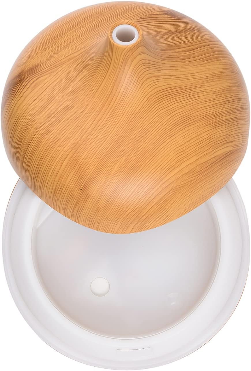 300ml Aromatherapy Essential Oil Diffuser Wood Grain Button Control ltrasonic Air Humidifier Cool Color LED Lamp