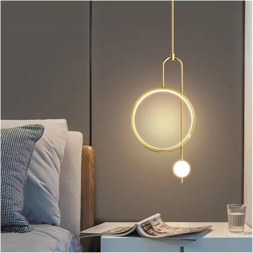 Generico LED Ring Pendant Light For Bedroom Bedside Warm Light Living Room Entrance Ceiling Hanging Lamp Decoration Lighting Bathroom Modern Lights