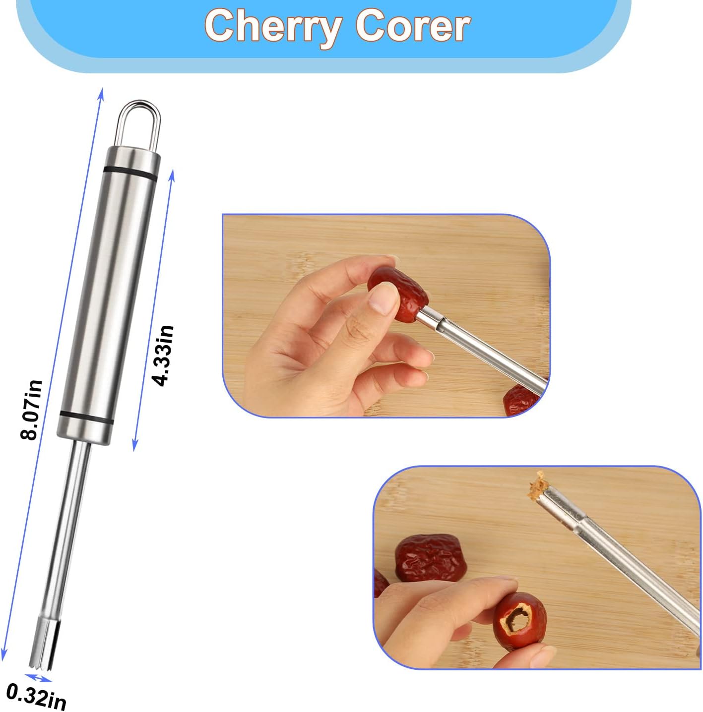 SanKitc 5 Pcs Melon Baller Scoop Set - Stainless Steel Kitchen Gadgets With Carving Tool, Scoop, Apple Corer and Cherry Corer