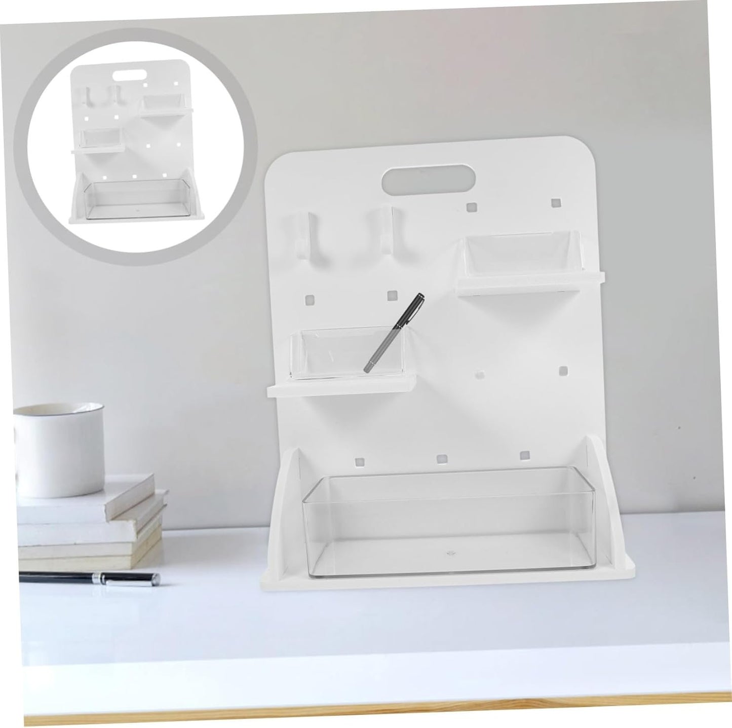 PENIKOKO 1set Diy Pegboard Organizer with Vertical Storage No Drill Installation Includes Boards Hooks Space-saving Office Supply Rack for Workspace Organization