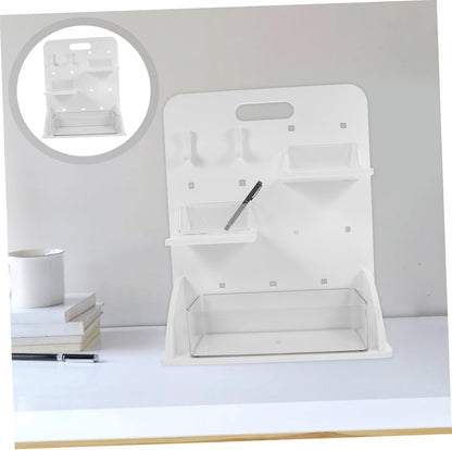 PENIKOKO 1set Diy Pegboard Organizer with Vertical Storage No Drill Installation Includes Boards Hooks Space-saving Office Supply Rack for Workspace Organization