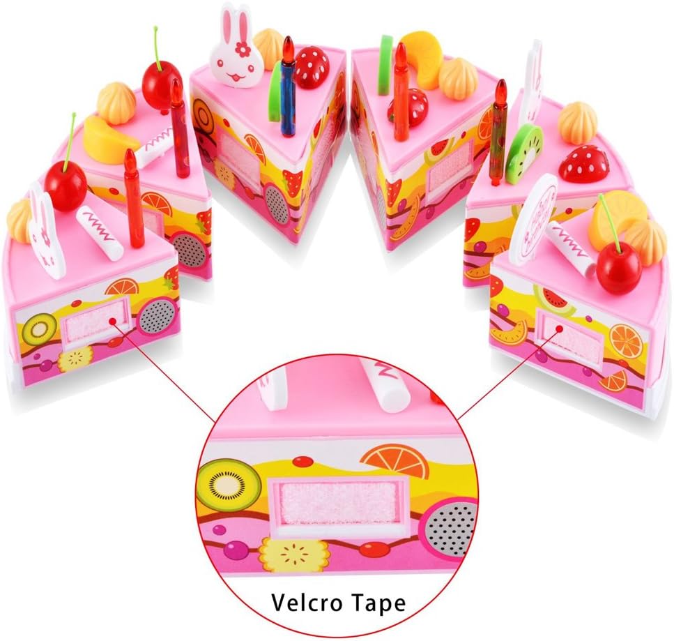 BigNoseDeer Birthday Cake Toy Food Play Set Pretend Play Children's Day Gift DIY Cutting Birthday Party Cake with Candles for Children Kids Babies Girls Classic Toy 37pcs