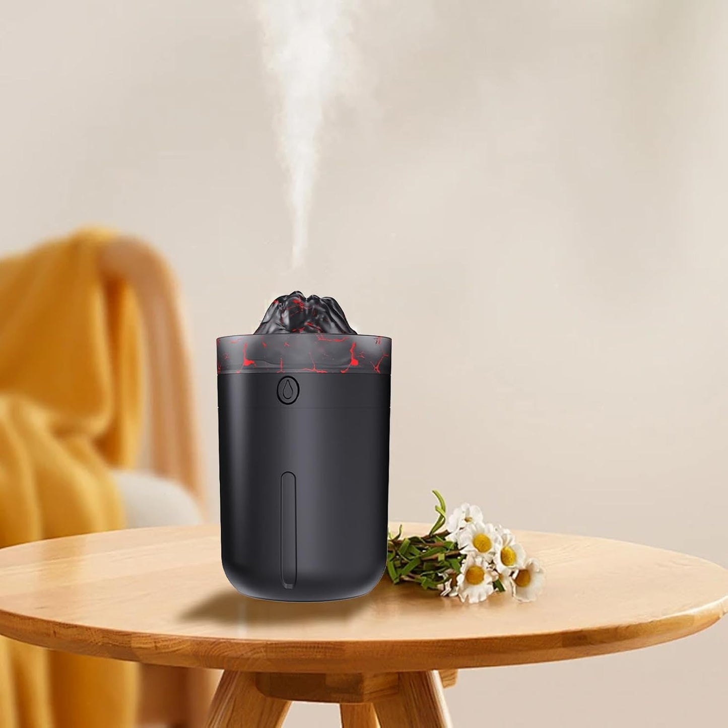 Humidifier For Bedroom,145g Volcano Humidifier, Oil Diffuser Electric With Ambient Light And 2 Fog Modes, Multi-Colored Flame Humidifier With Mist Control Ultrasonic Air Diffuser For Personal Use