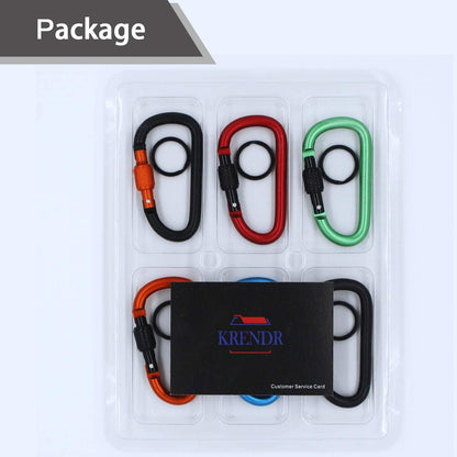 6 Pieces Upgraded D-Ring Locking Carabiner, 3.1" D Shape Keychain Clips for Outdoor, Camping, Hiking, Fishing, Home RV, Travel, 6 Spring-Loaded Gate Hook with 6 Key Rings