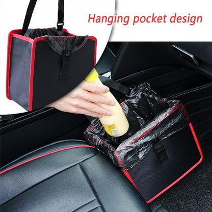 Car Trash Can,Hanging Waterproof Oxford Fabric Car Trash Bin with 7L Large Capacity,Multipurpose Car Accessories Car Organizer Car Garbage Bag for Keeping Interior Tidy (Black+Red)