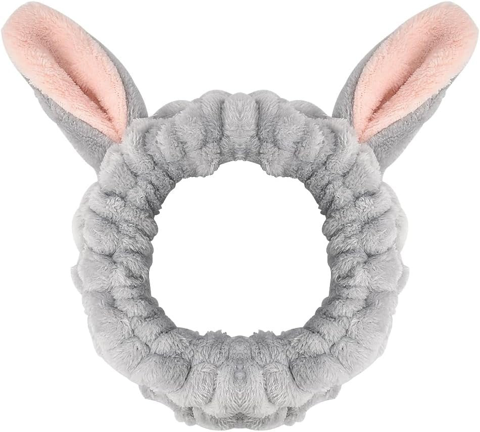 Animal Ears Face Wash Headband for Women Girl Makeup Spa Headbands for Washing Face Cute Hair Band for Make up Shower Headwarp Hair band Lovely Hair Accessories for Women Elastic Headband Head Bands