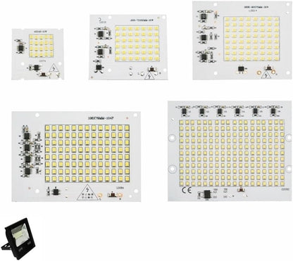 YSJX Lighting, Confezione da 6, lampada a LED proiettore AC220V 10W 20W 30W 50W 100W Smart IC Chip SMD2835 Illuminazione esterna fai da te(Cold White,30W 220V)