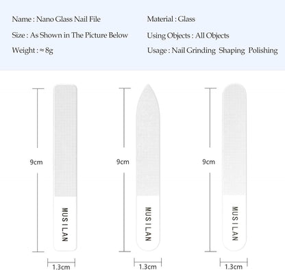 MUSILAN 3PCS Crystal Glass Nail Files Buffers Set,Glass Fingernail File for Professional Manicure Pedicure Nail Care of 3 Crystal Nail File,Glass Nail File for Natural Nails & Acrylic Nails,Precision Filing and Smooth Finish Glass Nail Files With Cases