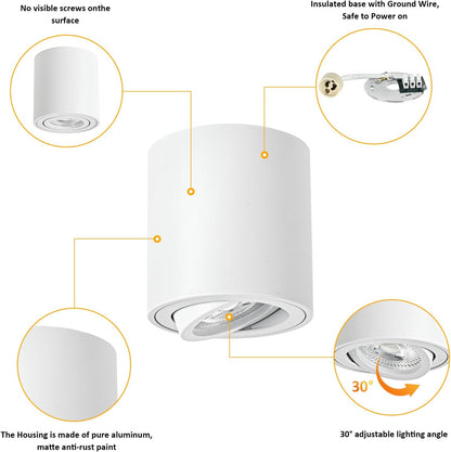 Gleonlux LED Ceiling Spotlight Adjustable White LED Ceiling Spotlights Dimmable 5W GU10 3000K Warm / 4000K Neutral / 6000K Cool Modern Aluminium Indoor LED Spotlight Diameter 80 x 84 mm