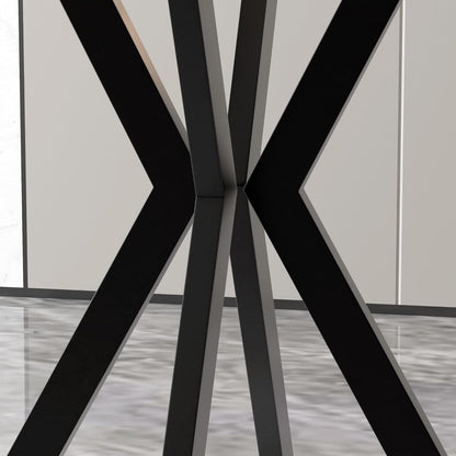GOLDFAN Glass Dining Table,31.5 '' Round Kitchen Table with Metal Legs, Modern Dining Table for Home Furniture Dining Room