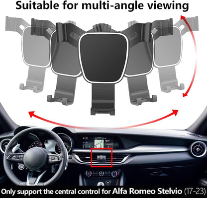 LUNQIN Car Phone Holder for Alfa Romeo Stelvio 2018 2019 2020 2021 2022 2023 2024 Car Accessories Navigation Bracket Interior Decoration Mobile Phone Holder