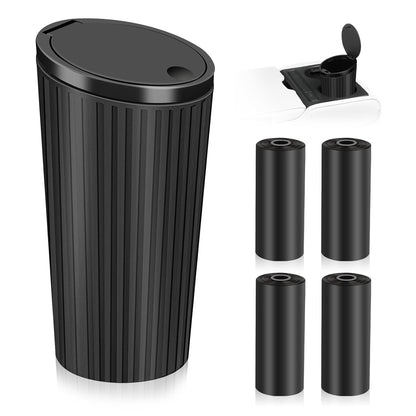 KILDOWS Car Rubbish Bin, Mini Dustbin with Black Lid Waterproof Portable Bin with 4 Rolls Garbage Bags Interior Accessories for Car Office Home