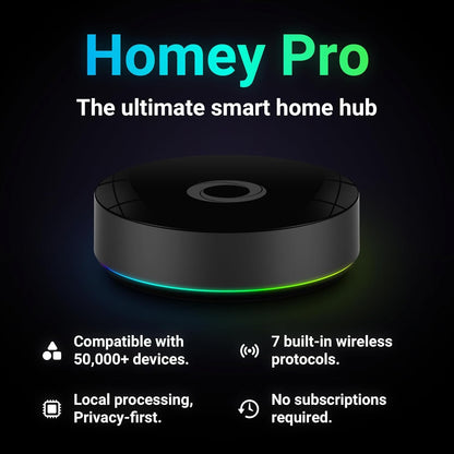 Homey Pro (Early 2023) | Smart Home Hub for Home Automation – Features Z-Wave Plus, Zigbee, Wi-Fi, BLE, Infrared, Matter & Thread. Compatible with Siri, Alexa & Google Home.