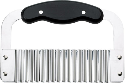 HIC Wavy Crinkle Cutting Tool Serrator Salad Chopping Knife and Vegetable French Fry Slicer, Steel Blade, 7.25-Inches x 5-Inches
