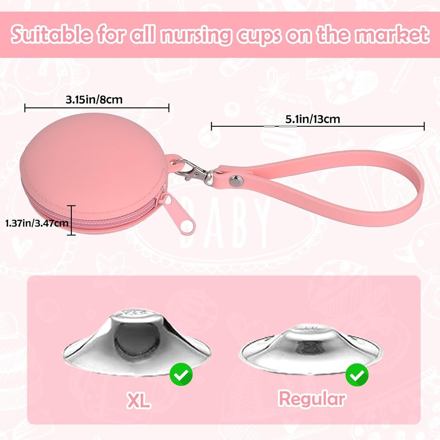 Vodolo Silver Nursing Cups Case Silicone,Nipples Shield Holder for 16-28mm Breast Feeding Nipple Shield Holder for Sore Nipple Covers Breastfeeding Essentials Must Haves Reusable