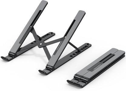Laptop Stand, OMOTON Laptop Stand for Desk Ergonomic 7-Levels Angles Adjustable Computer Stand, Portable ABS Laptop Riser Holder Compatible with All Laptops and iPad（10-15.6"）