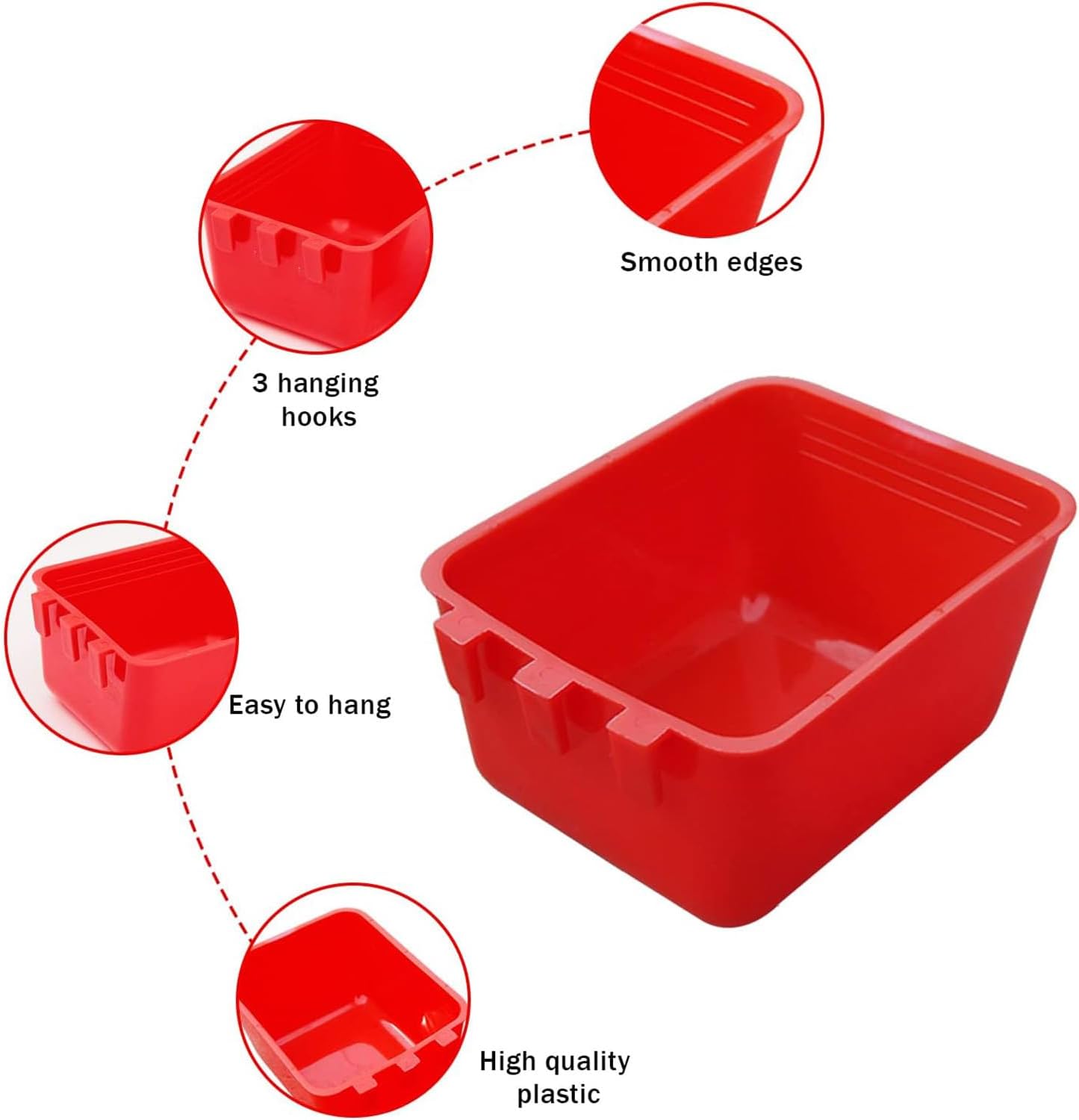 TJHypenete 6PCS Bird Cage Cups, Chicken Feeder Water Cups, Plastic Bird Coop Trough, Chicken Coop Hanging Feeding Cup, Wire Cage Supplies, Small Animal Feeder Bowl for Gamefowl Parrot Parakeet Poultry