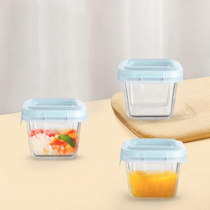 YOZOTI 12 Pack Small Glass Food Containers, 6oz Mini Meal Prep Containers with Lids, Airtight, Leakproof, Microwave, Freezer, Dishwasher Safe (Square)