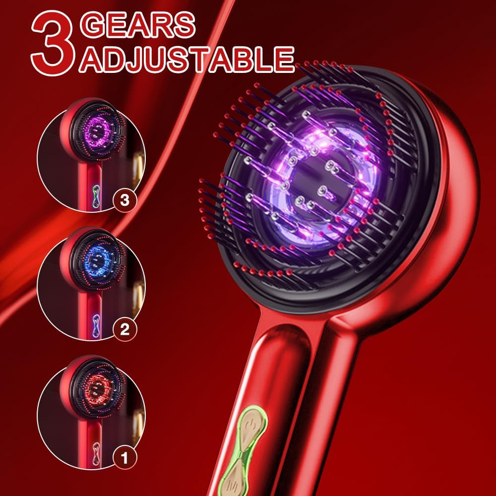 XPJBKC Electric Head Massager, 2-in-1 Scalp Massage Brush with Hair Oil Applicator and 660 nm Red Light, Electronic Scalp Massager with 3 Modes for Massage, Scalp Care