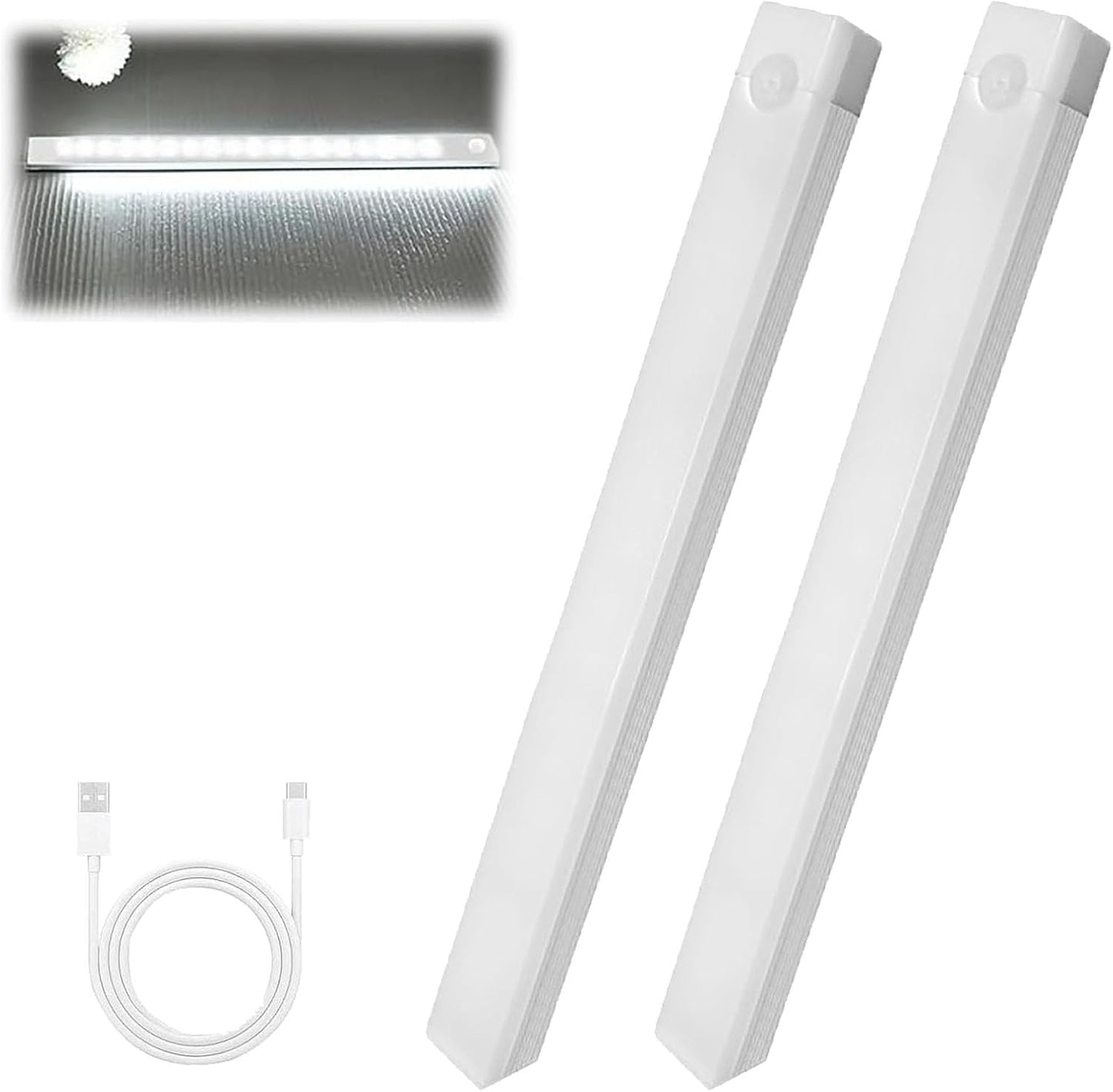 ZANWANXIN Punch-Free Smart Sensor Magnetic Rechargeable Led Lights, Undercounter LED Lights for Kitchen, Under Cabinet Bedroom Stair Lighting Wireless Indoor, Wireless Cabinet Lighting (White Light-2)
