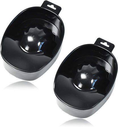 (Black) - 2pcs Manicure Bowls Nail Soaking Bowl Nail Art Manicure Care Soak Bowl for Art Polishing Remover Treatment
