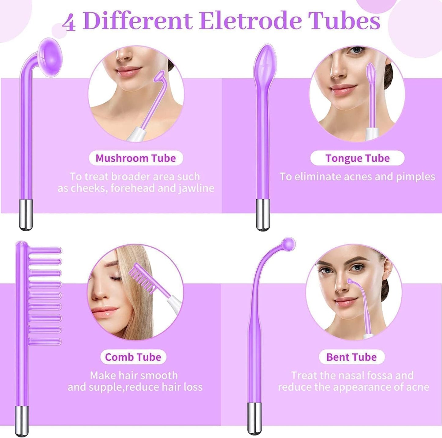 PFATURKHN Handheld Red Light Electrotherapy High Frequency Cosmetology Instrument,Portable 5 in 1 High Frequency Facial Machine,Anti-Aging Skin Care Device for Acne, Wrinkles & Hair Growth
