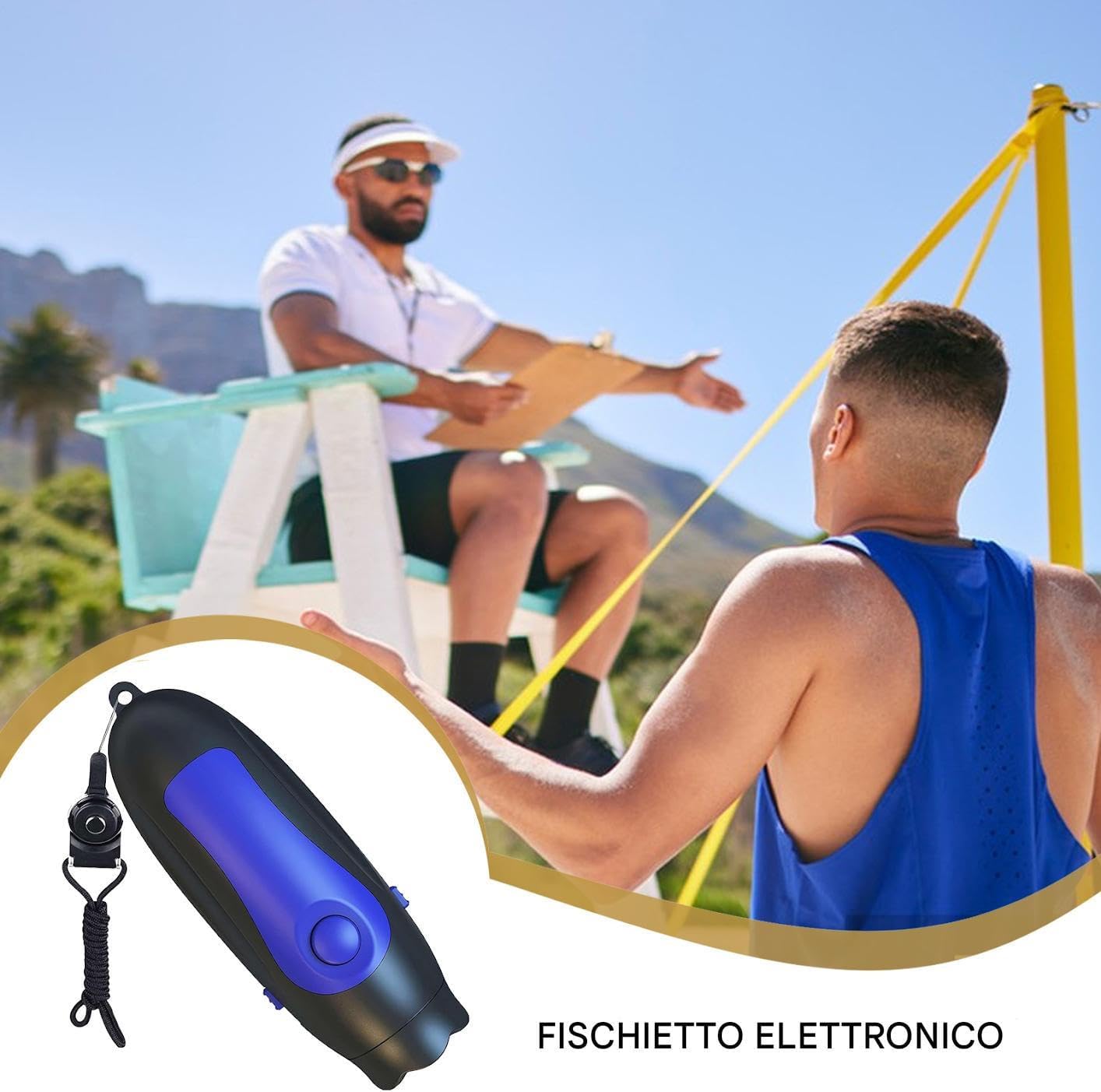 Generico Electric Whistle, Safety Sports Whistle, 3 Tone Adjustable Sound, Rechargeable with Lanyard, High Volume Alert Tool for Coaching Outdoor Events, Black/Blue