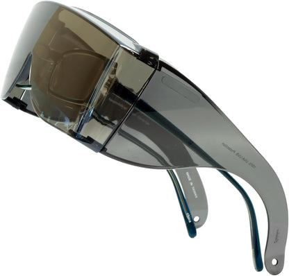 Calabria 3000 Fit Over Safety Glasses Fitover Prescription Eyewear Silver Mirror Men Women Wrap Around Tinted Anti Fog Glare