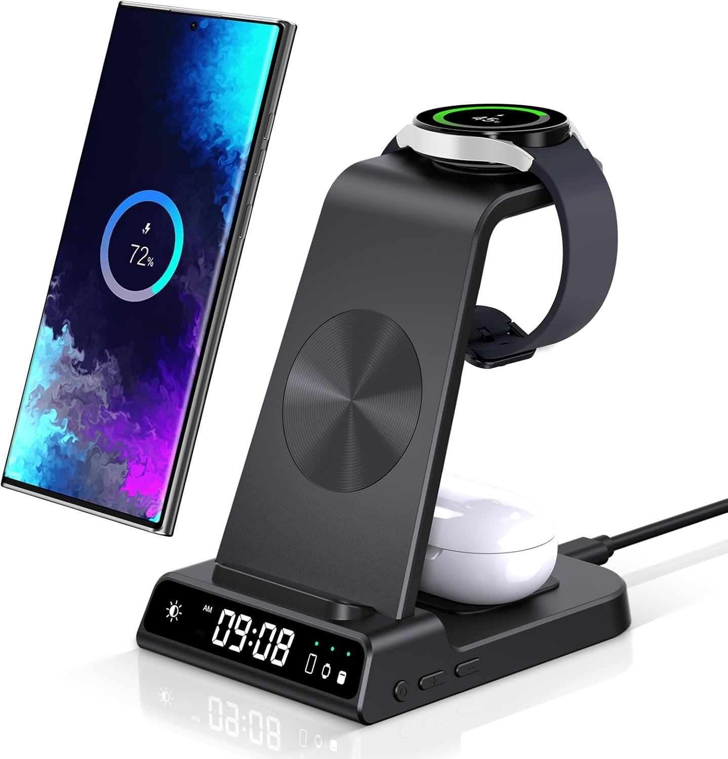 Phelinta 3 in 1 Wireless Charging Station for Samsung S25 Ultra, Wireless Charger for Samsung S25/S24/S23/Note 20/Z Flip 6/Z Fold 6, Charger Station for Galaxy Watch Ultra/7/6/5, Galaxy Buds 3/3 Pro