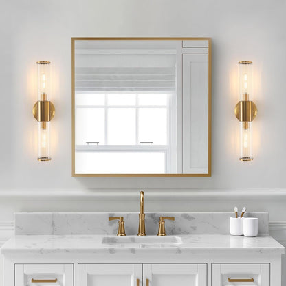 Wall Sconce Brushed Brass Gold Wall Sconces Set of 2 with Stripped Glass Wall Light Sconces Wall Lighting Wall Sconces Lighting Applique Murale Interieur Wall Lamp Luminaire Mural for Bathroom