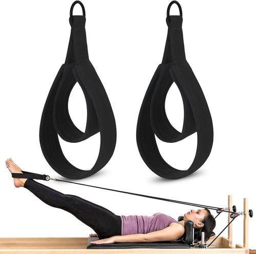 NVAAV 2PCS Pilates Double Loop Straps for Reformer Feet - Fitness and Yoga Equipment - D-Ring Exercise Straps for Gym and Home Workouts