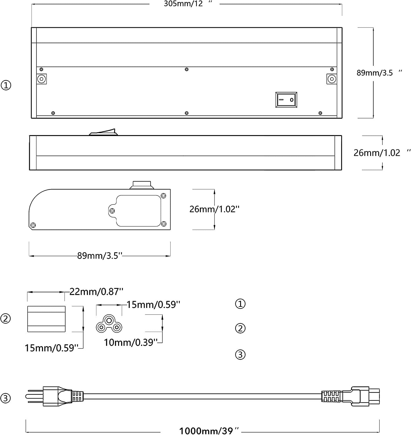 LED Under Cabinet Lights Fixture Hardwired, Smart Undercabinet Lighting Alexa Google Enabled. Plug in and Direct Wire. Dimmable and Linkable 120V Under Counter Light for Kitchen (2-Bar 12 Inch)