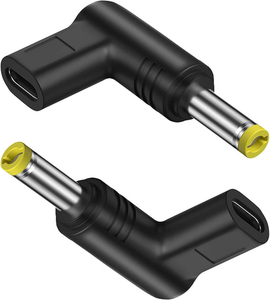 tunghey 2Pack USB-C Type C Female Input to 5.5x2.5mm Right Angle 20V DC Power Charge PD Trigger Adapter Cable for Laptop and Electronics