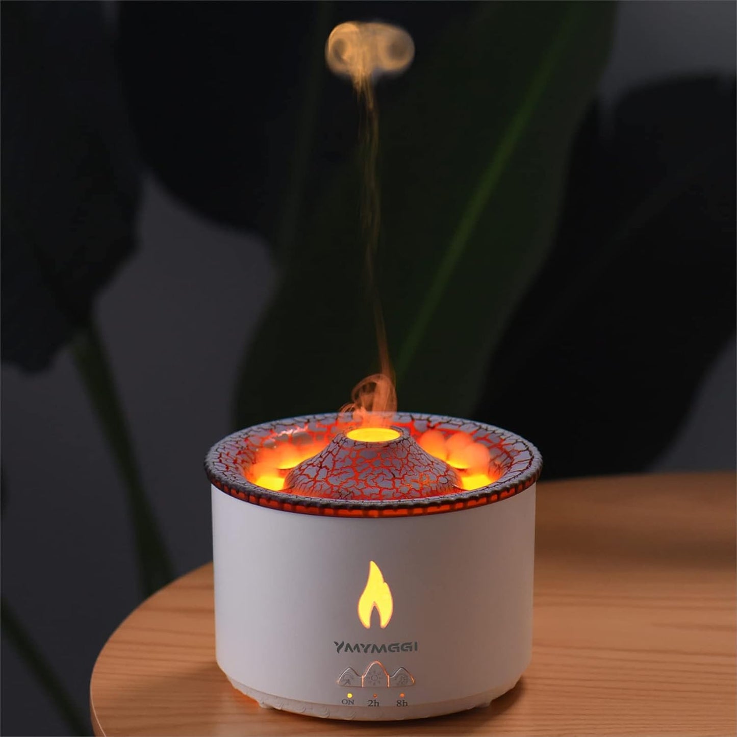Volcano Diffuser Aromatherapy Oil Humidifier 2 Mist Mode Flame Humidifier,360ML Timer and Waterless Auto-Off Double Color with Remote Control for Home Office