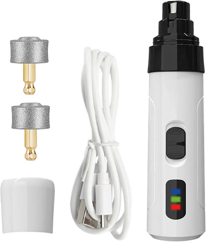 Dog Nail Grinder, Quiet 2-Speed Adjustable Cat Nail Trimmer, Rechargeable Pet Grooming Tool, 5.51 x 1.38 x 1.38 Inches for Hygiene, Relaxing, and Cleaning, White Black