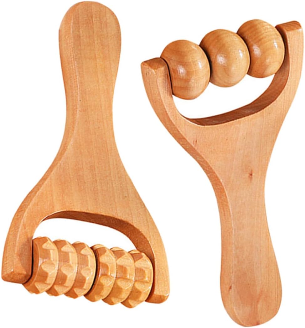 PACKOVE 3 Set Strumento A Rulli Massaggi Massaggianti Attrezzo Portatile Massaggiatore Cervicale Massaggio A Strumento Di Massaggio Manuale Massaggio Alla Fascia Di Legno 2 Pezzi * 3