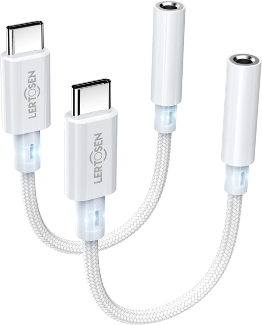 2 Pack USB C to 3.5mm Headphone Jack Adapter – HiFi Audio Dongle, Type C to Aux Female Cable Cord Compatible with iPhone 16/15 Pro Max, Samsung S25/S24/S23, iPad Pro, Pixel, MacBook