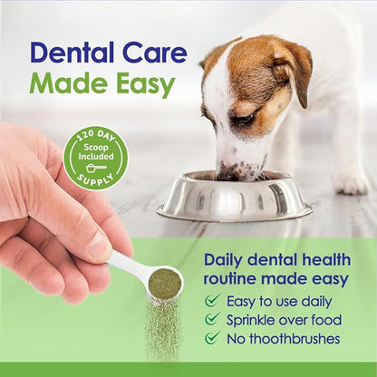 NuLife Natural Pet Health Dog Teeth Cleaning Powder, Dog Plaque and Tartar Remover, Bad Breath Treatment for Dogs with USDA Organic Sea Kelp Powder, Dog Dental Care Made Easy, for All Ages, 12 oz
