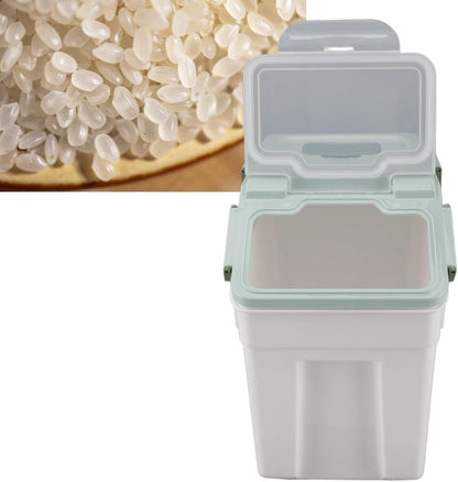 Airtight Rice Container Large Thickened PP Material Exquisite Design, Mint Green Rice Storage Container with Easy Open and Close Lid (25kg / 55.1lb)