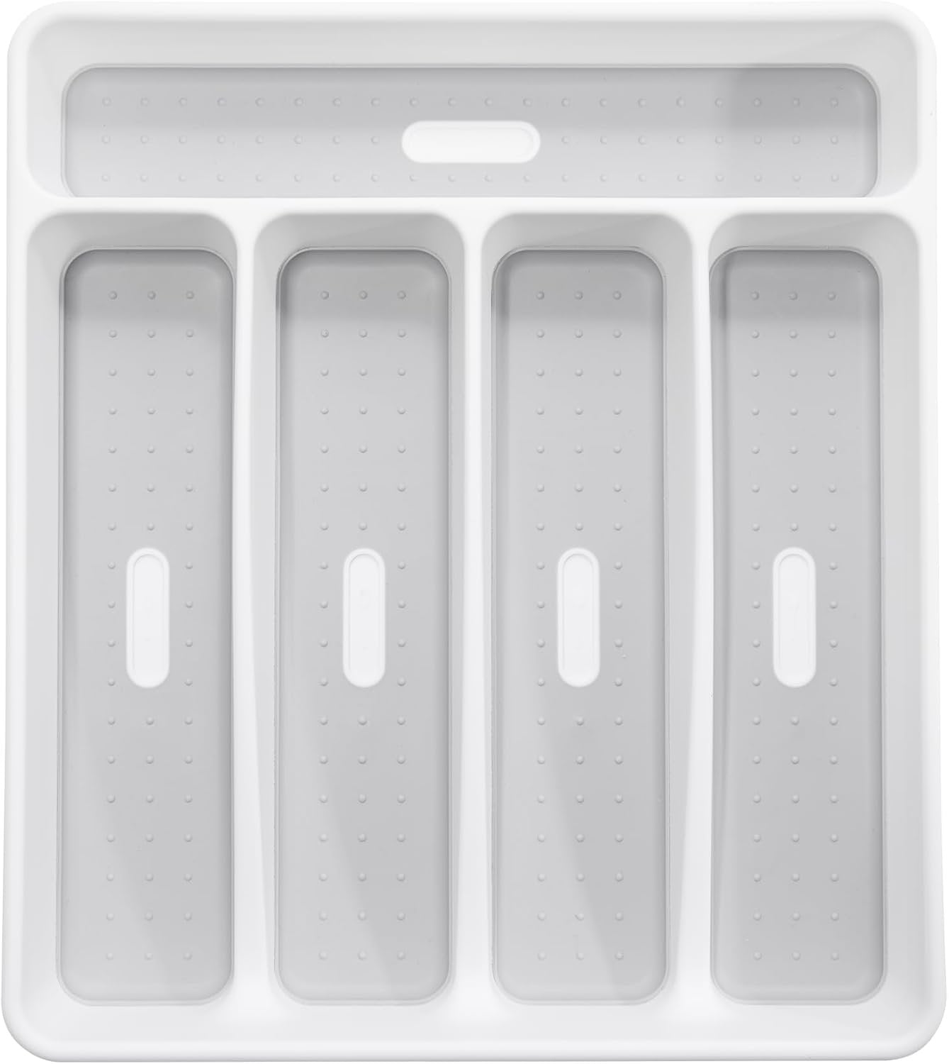 Madesmart Classic 5-Compartment Plastic Silverware Tray for Drawers, Cutlery and Utensil Tray Kitchen Drawer Organizer, White